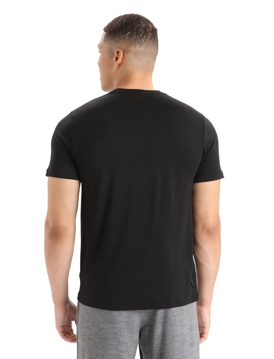 Icebreaker Merino Tech Lite II Rövid Sleeve Tee Férfi Póló Fekete | HU 1169JPQJ